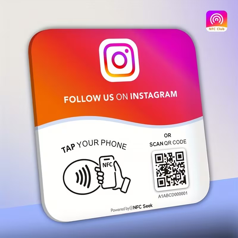 לוחית Follow us on Instagram · הצמדה NFC